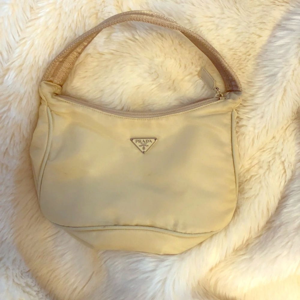Vintage Prada bag , one shoulder . Yellow .